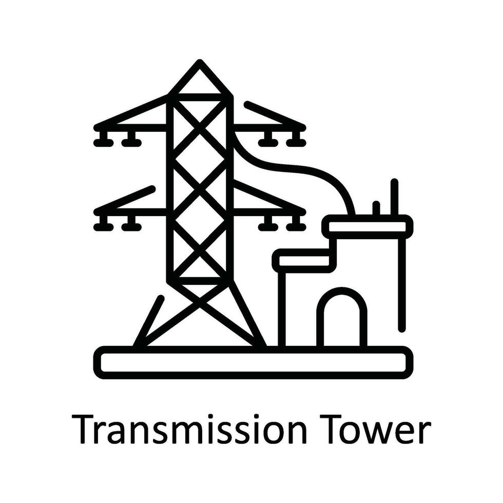 överföring torn vektor översikt ikon design illustration. smart industrier symbol på vit bakgrund eps 10 fil