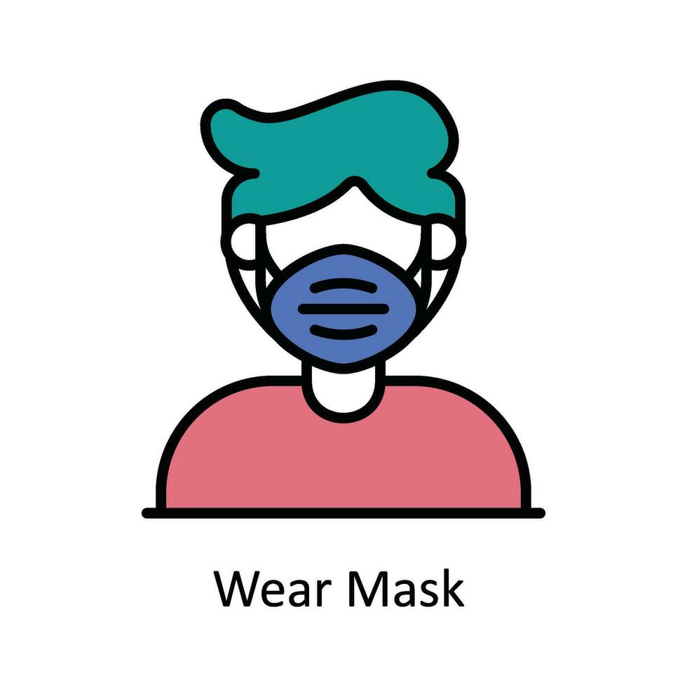 ha på sig mask vektor fylla översikt ikon design illustration. apotek symbol på vit bakgrund eps 10 fil