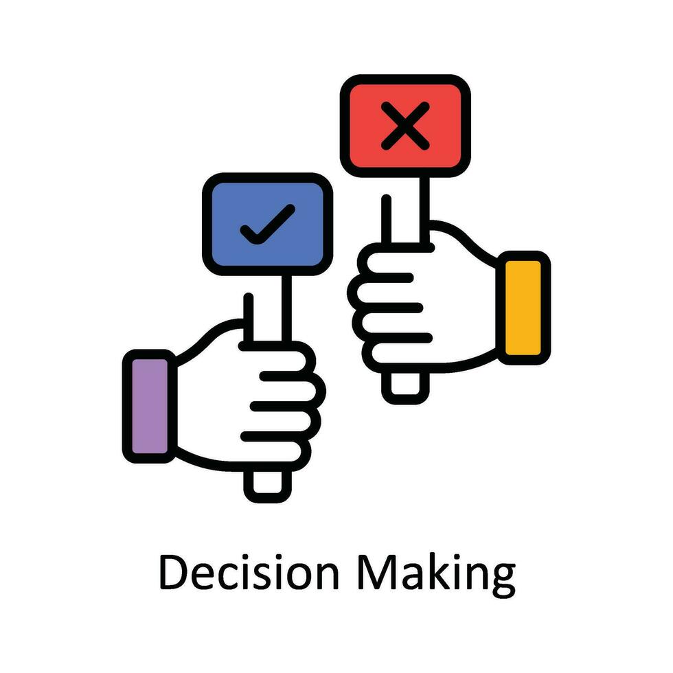 Entscheidung Herstellung Vektor füllen Gliederung Symbol Design Illustration. Produkt Verwaltung Symbol auf Weiß Hintergrund eps 10 Datei