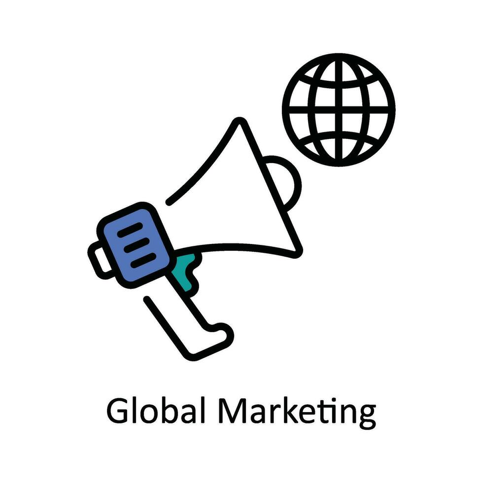 global Marketing Vektor füllen Gliederung Symbol Design Illustration. Digital Marketing Symbol auf Weiß Hintergrund eps 10 Datei
