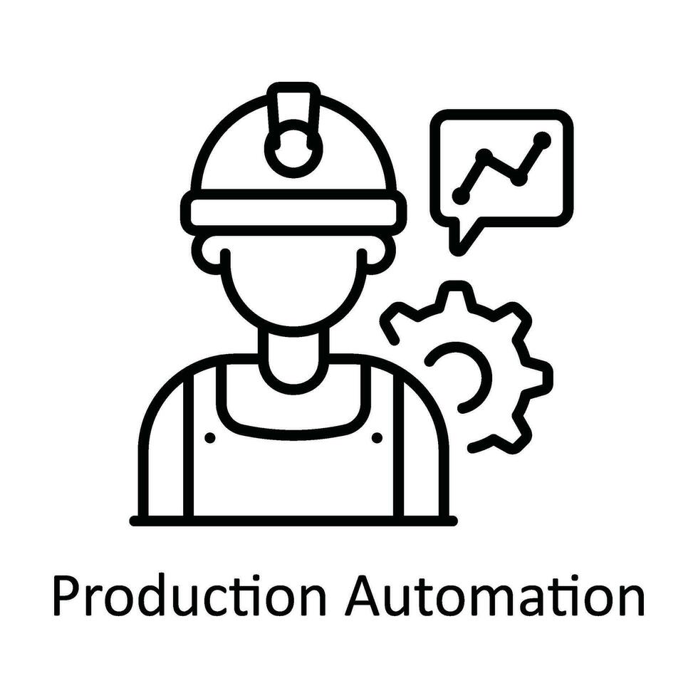 produktion automatisering vektor översikt ikon design illustration. smart industrier symbol på vit bakgrund eps 10 fil