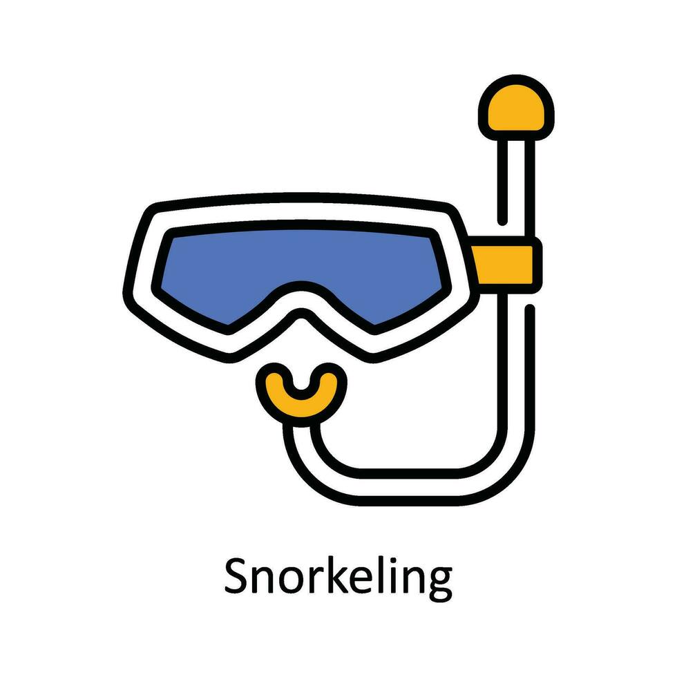 snorkling vektor fylla översikt ikon design illustration. resa och hotell symbol på vit bakgrund eps 10 fil