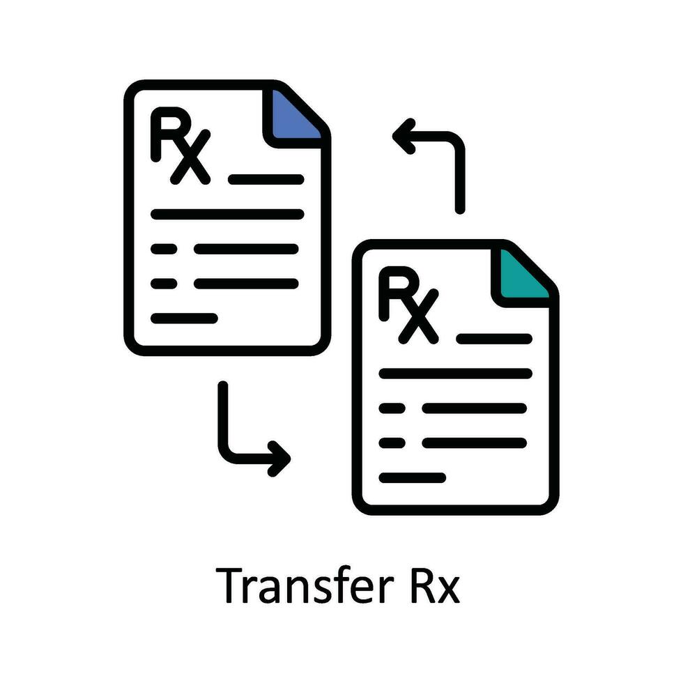 överföra rx vektor fylla översikt ikon design illustration. apotek symbol på vit bakgrund eps 10 fil