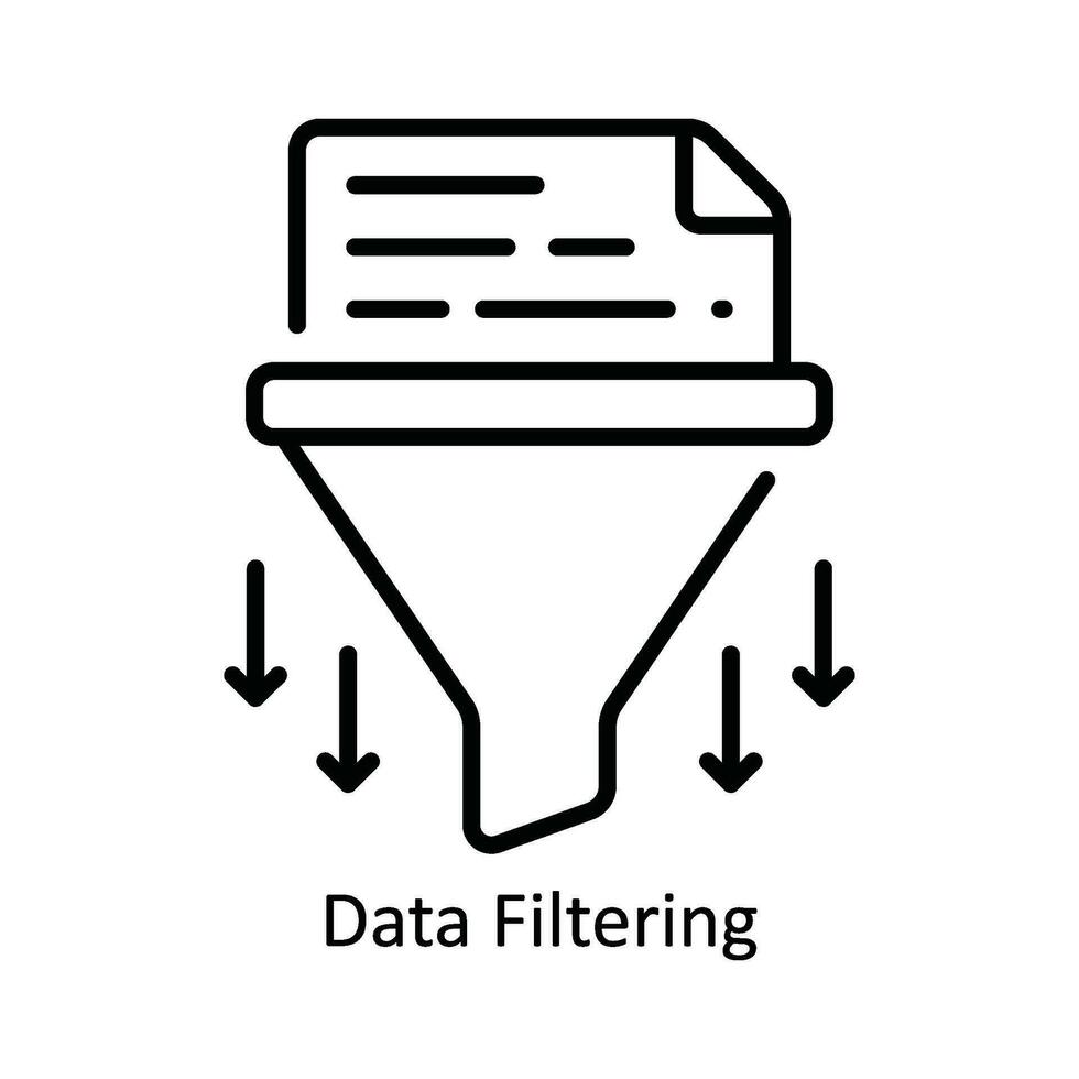 Daten Filtern Vektor Gliederung Symbol Design Illustration. Produkt Verwaltung Symbol auf Weiß Hintergrund eps 10 Datei