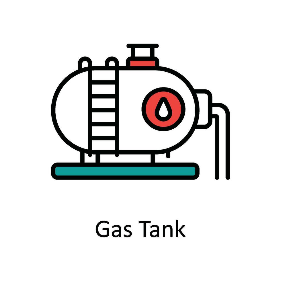 gas tank vektor fylla översikt ikon design illustration. smart industrier symbol på vit bakgrund eps 10 fil