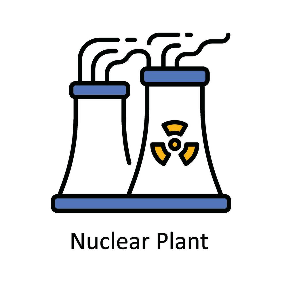 nuklear Pflanze Vektor füllen Gliederung Symbol Design Illustration. Clever Branchen Symbol auf Weiß Hintergrund eps 10 Datei