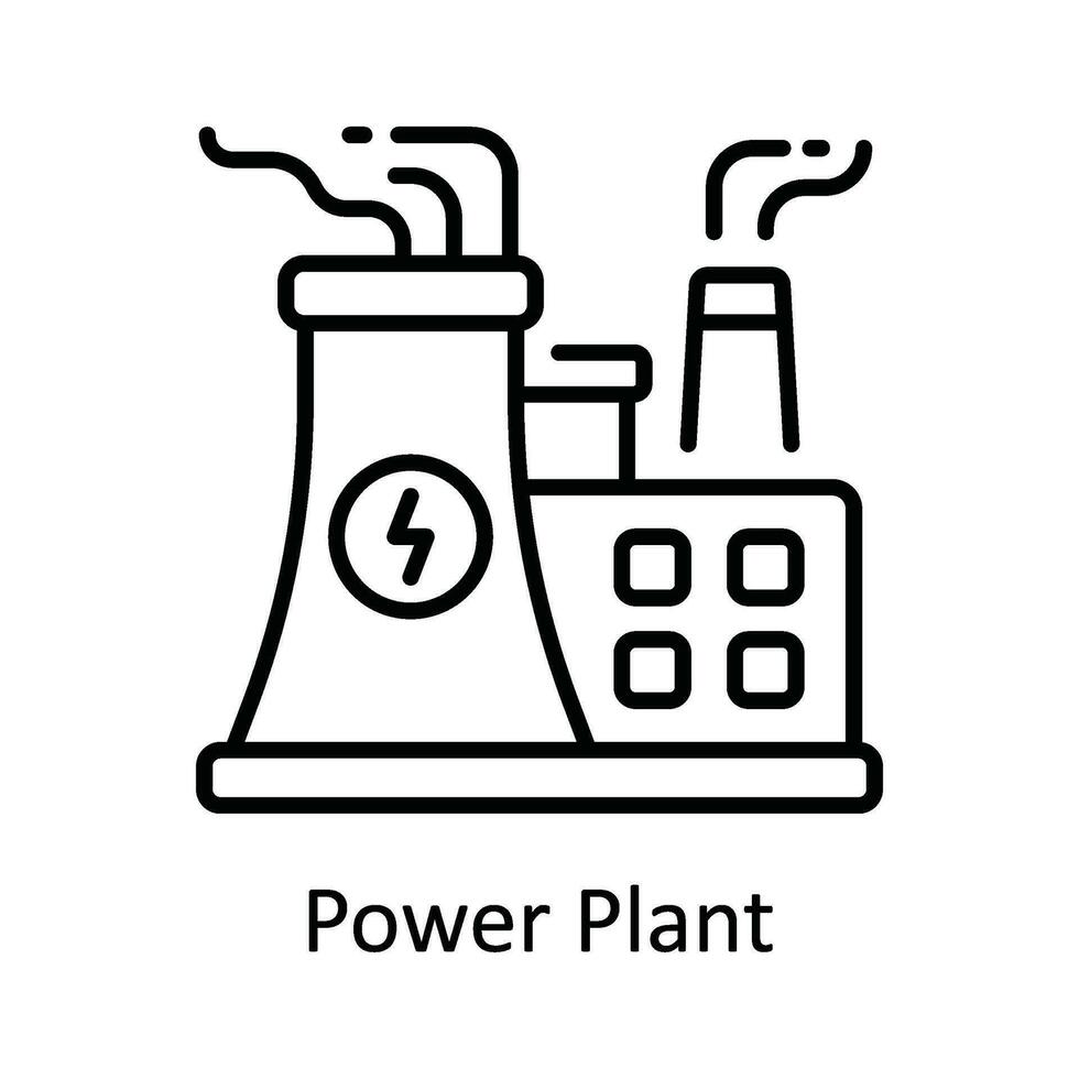 kraft växt vektor översikt ikon design illustration. smart industrier symbol på vit bakgrund eps 10 fil