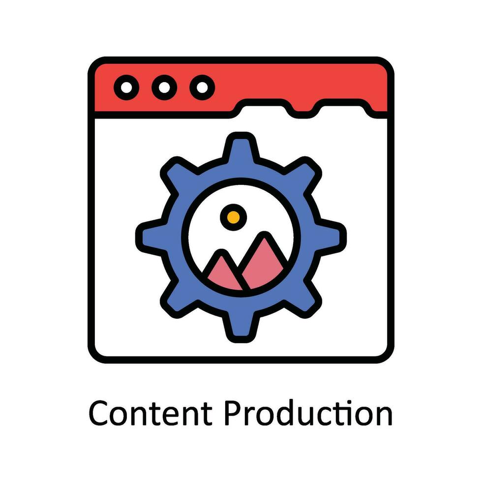 innehåll produktion vektor fylla översikt ikon design illustration. produkt förvaltning symbol på vit bakgrund eps 10 fil