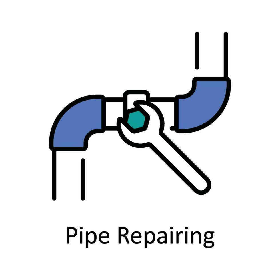 rör reparation vektor fylla översikt ikon design illustration. Hem reparera och underhåll symbol på vit bakgrund eps 10 fil