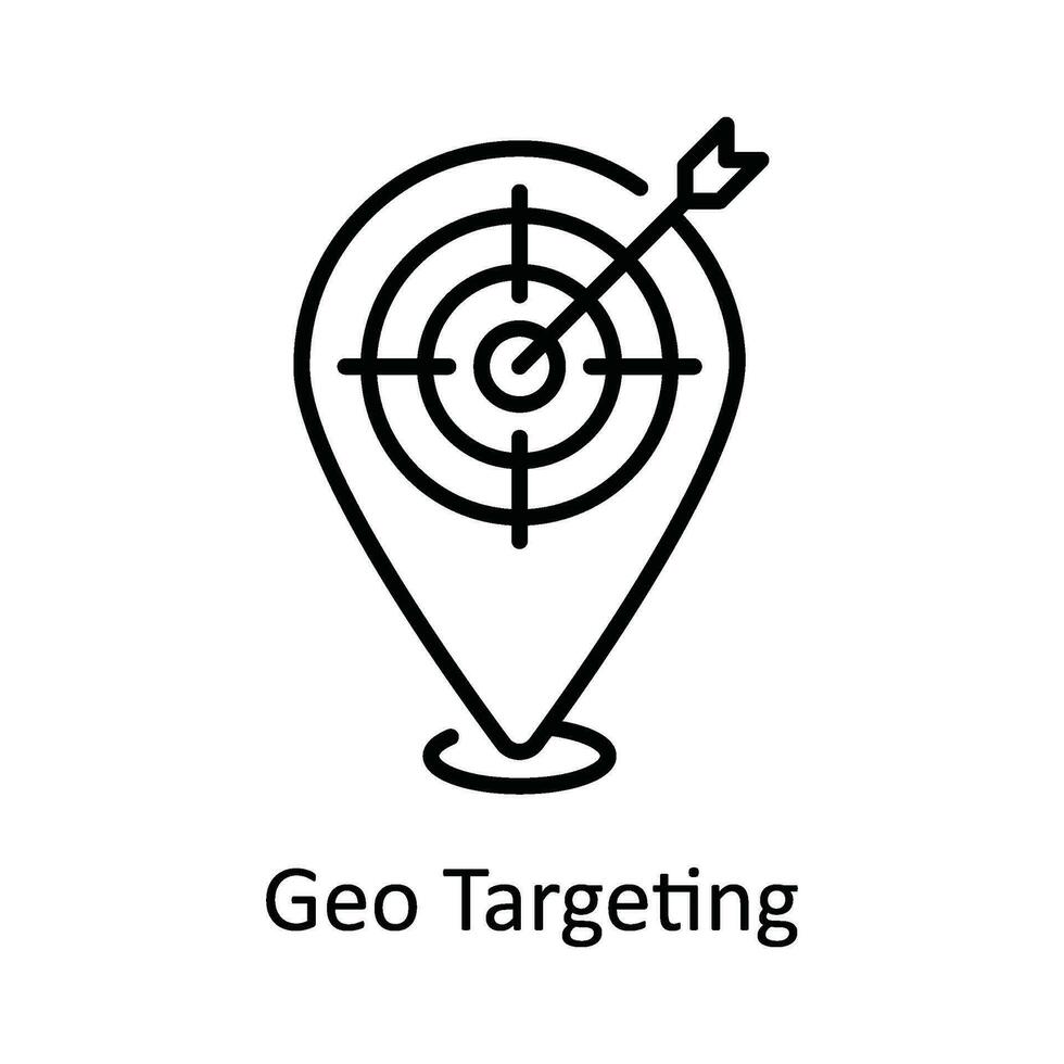 geo targeting vektor översikt ikon design illustration. Karta och navigering symbol på vit bakgrund eps 10 fil