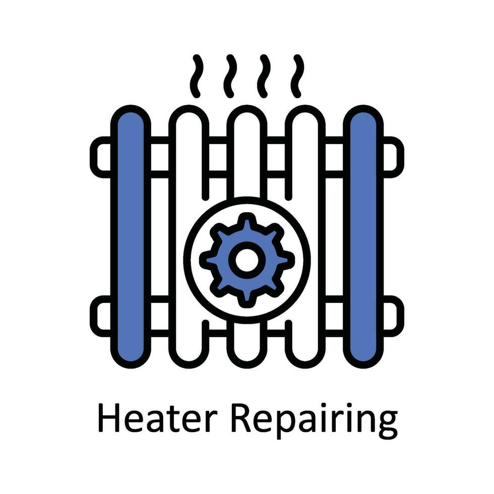 Heizung reparieren Vektor füllen Gliederung Symbol Design Illustration. Zuhause Reparatur und Instandhaltung Symbol auf Weiß Hintergrund eps 10 Datei