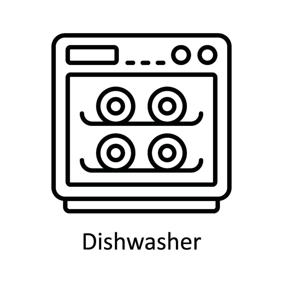 diskmaskin vektor översikt ikon design illustration. Hem reparera och underhåll symbol på vit bakgrund eps 10 fil