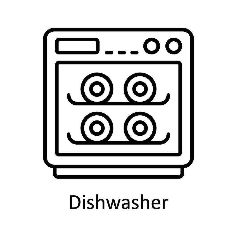 Geschirrspüler Vektor Gliederung Symbol Design Illustration. Zuhause Reparatur und Instandhaltung Symbol auf Weiß Hintergrund eps 10 Datei