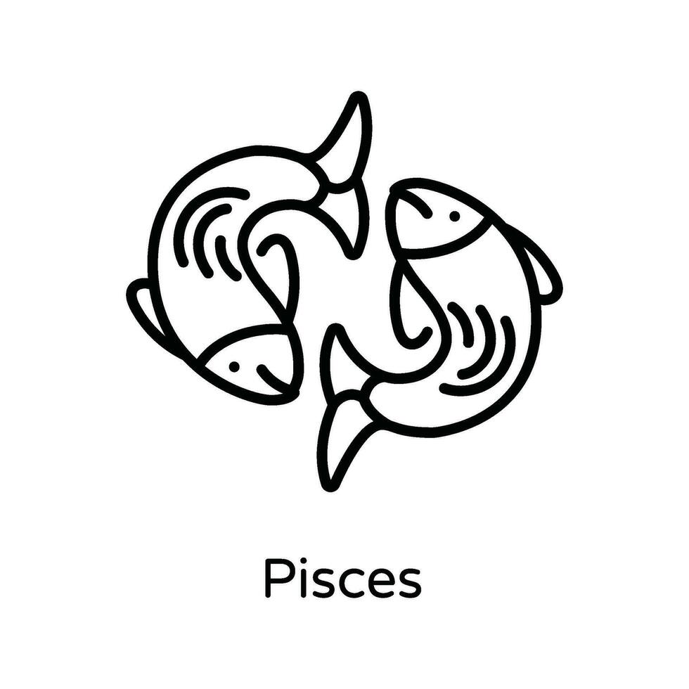 Fische Vektor Gliederung Symbol Design Illustration. Astrologie und Tierkreis Zeichen Symbol auf Weiß Hintergrund eps 10 Datei