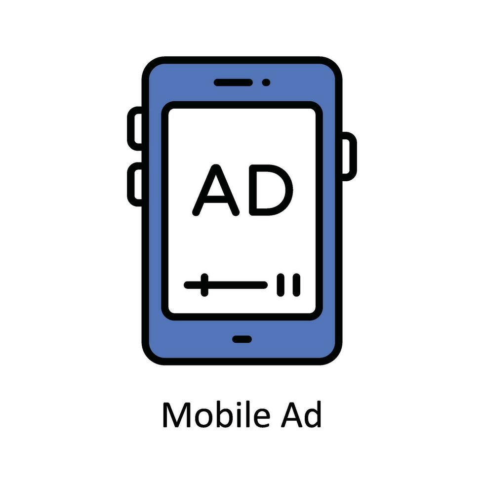 mobil ad vektor fylla översikt ikon design illustration. digital marknadsföring symbol på vit bakgrund eps 10 fil