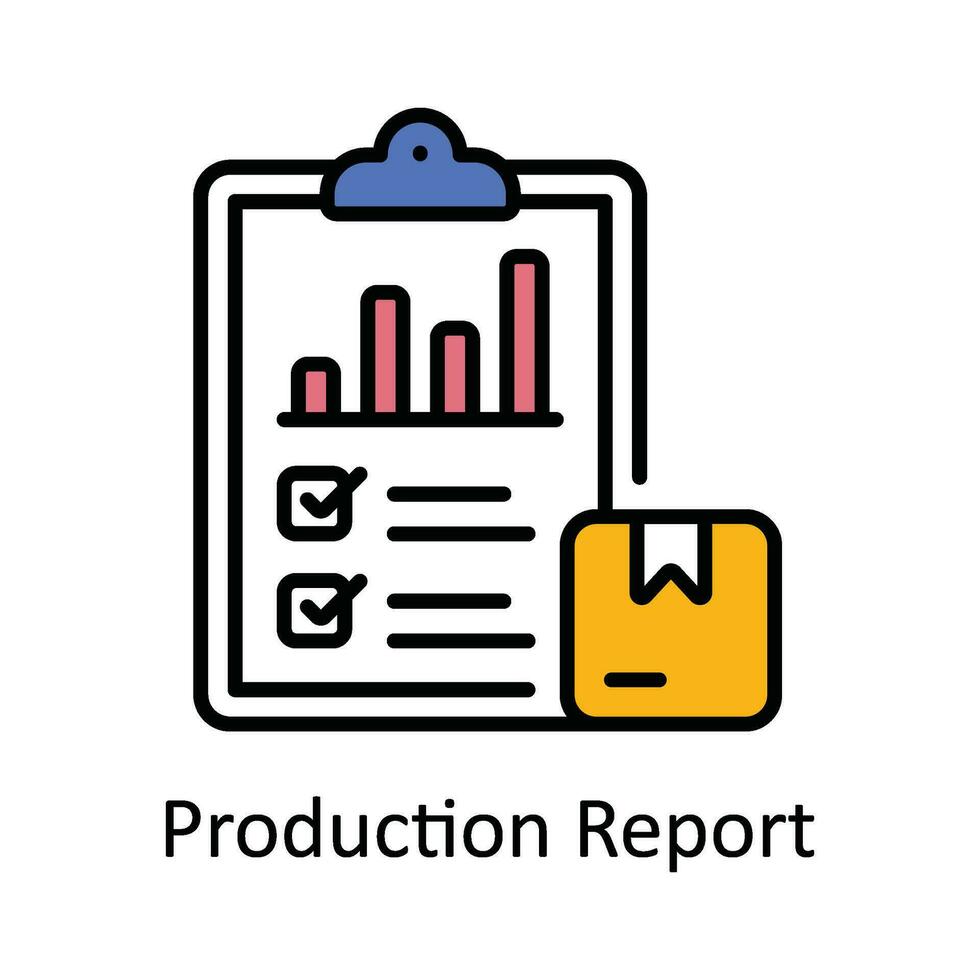 Produktion Bericht Vektor füllen Gliederung Symbol Design Illustration. Clever Branchen Symbol auf Weiß Hintergrund eps 10 Datei