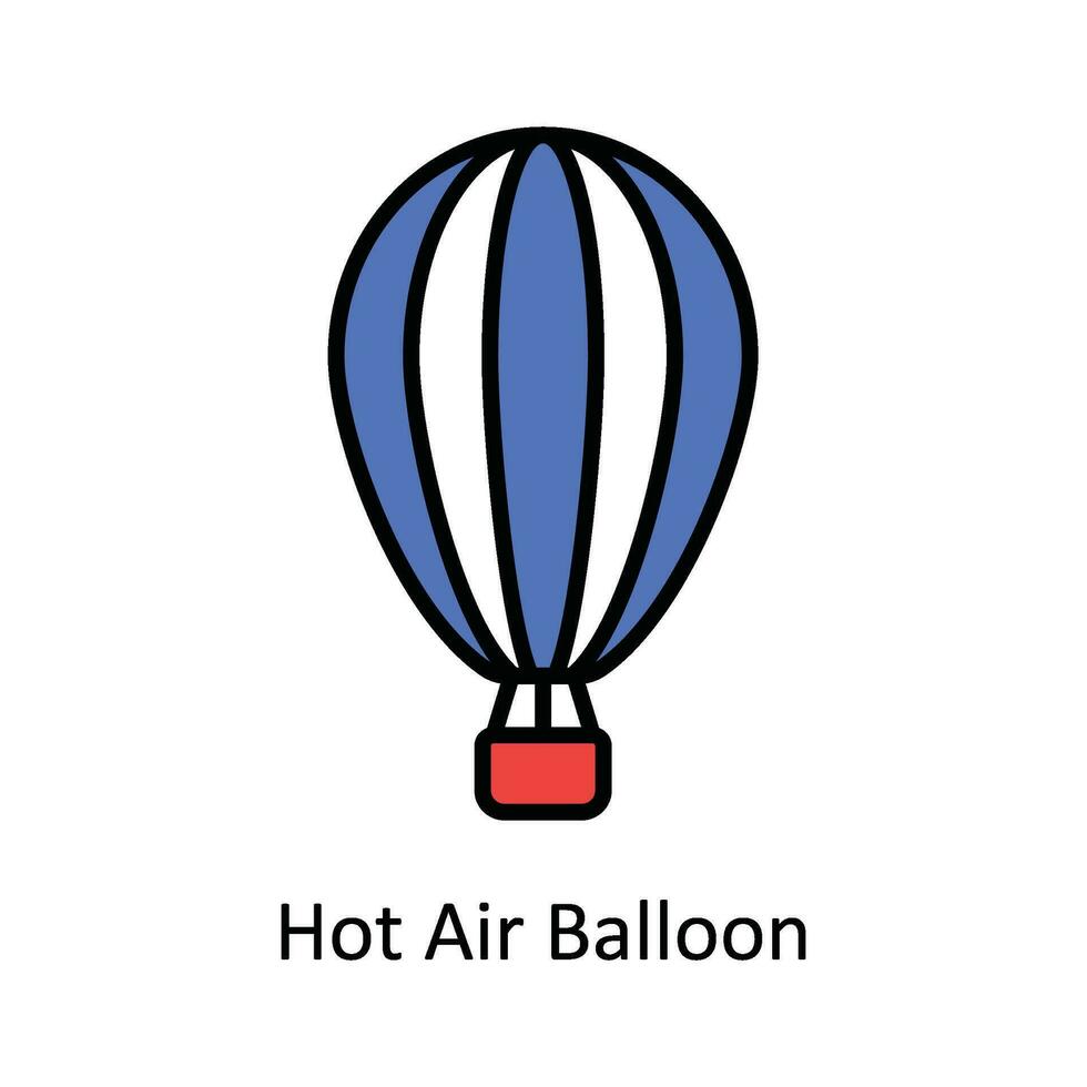 heiß Luft Ballon Vektor füllen Gliederung Symbol Design Illustration. Reise und Hotel Symbol auf Weiß Hintergrund eps 10 Datei