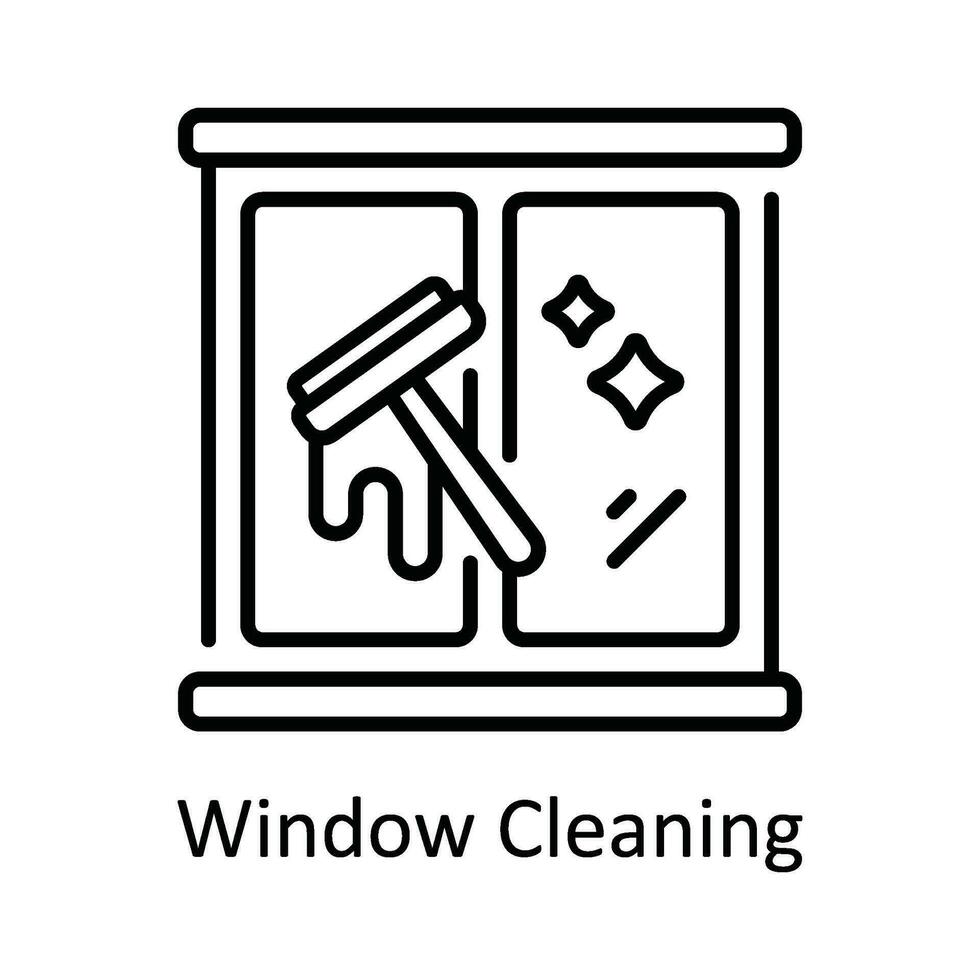 Fenster Reinigung Vektor Gliederung Symbol Design Illustration. Zuhause Reparatur und Instandhaltung Symbol auf Weiß Hintergrund eps 10 Datei