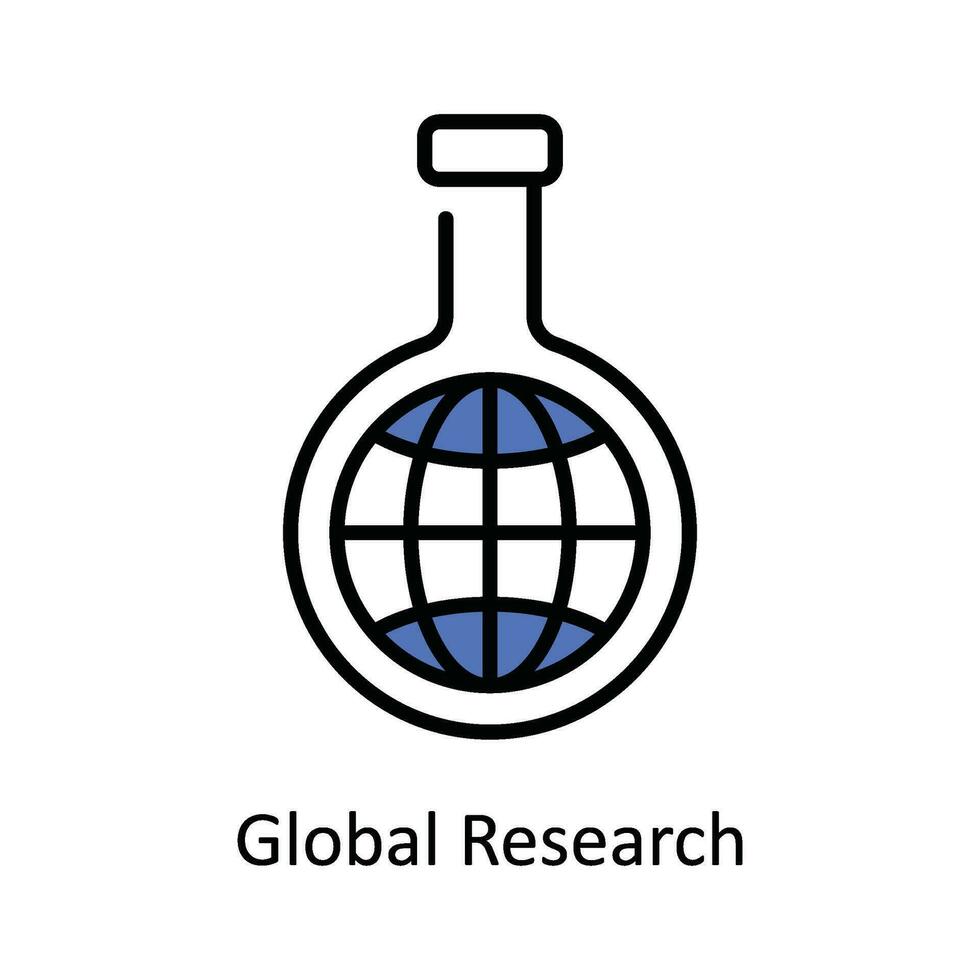 global Forschung Vektor füllen Gliederung Symbol Design Illustration. Digital Marketing Symbol auf Weiß Hintergrund eps 10 Datei