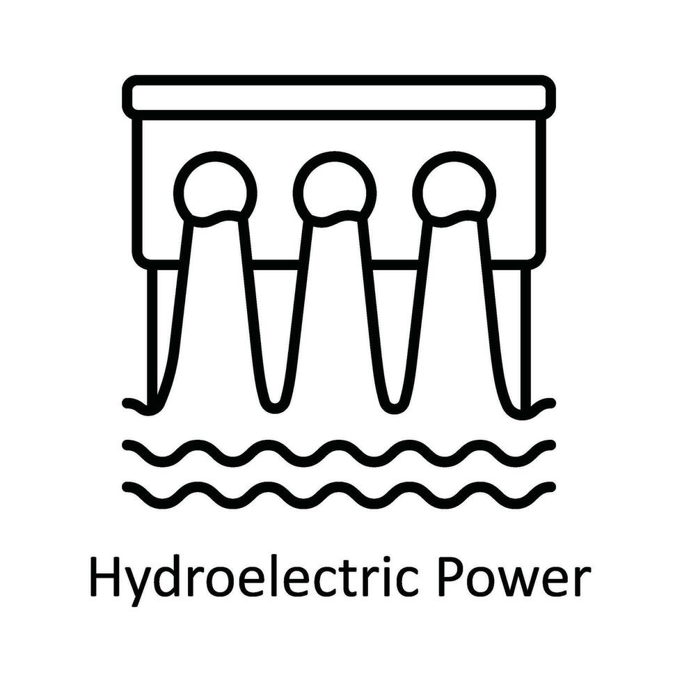 vattenkraft kraft vektor översikt ikon design illustration. smart industrier symbol på vit bakgrund eps 10 fil