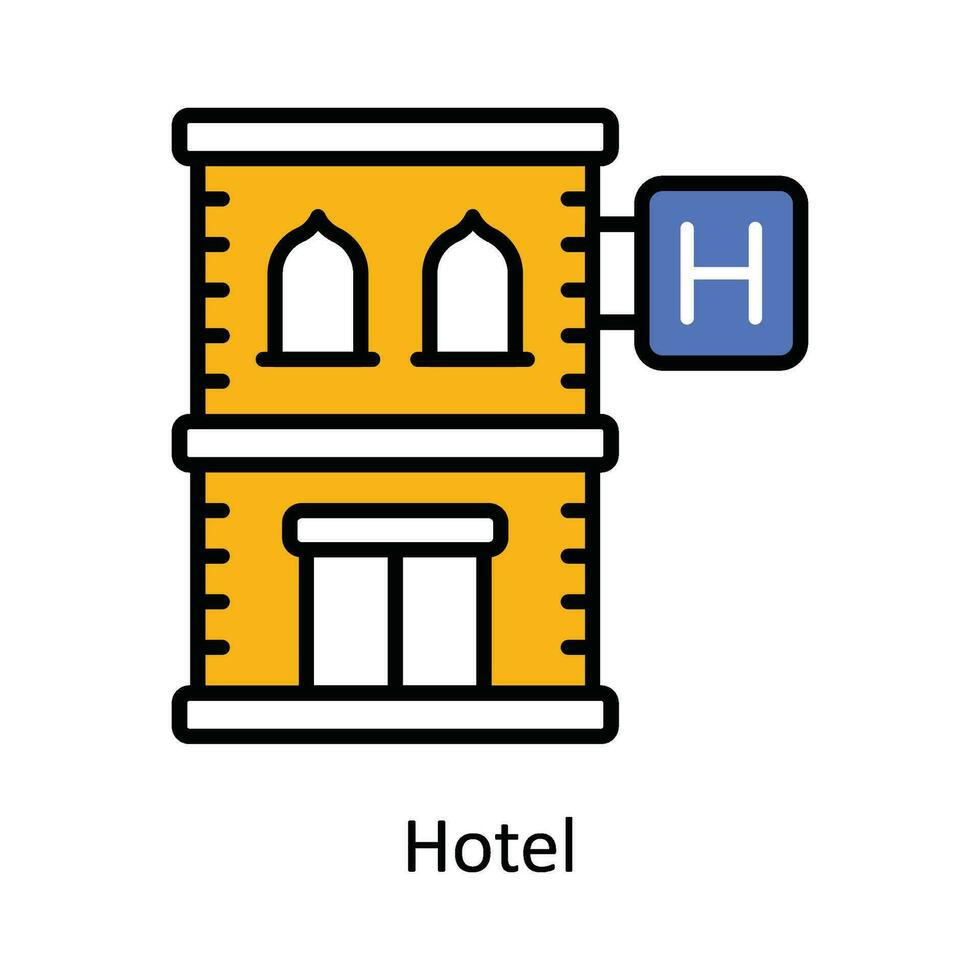 hotell vektor fylla översikt ikon design illustration. resa och hotell symbol på vit bakgrund eps 10 fil