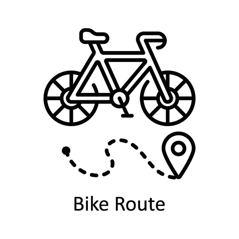 cykel rutt vektor översikt ikon design illustration. Karta och navigering symbol på vit bakgrund eps 10 fil