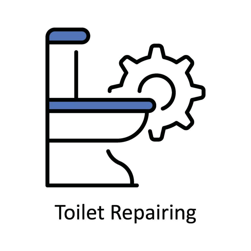 Toilette reparieren Vektor füllen Gliederung Symbol Design Illustration. Zuhause Reparatur und Instandhaltung Symbol auf Weiß Hintergrund eps 10 Datei