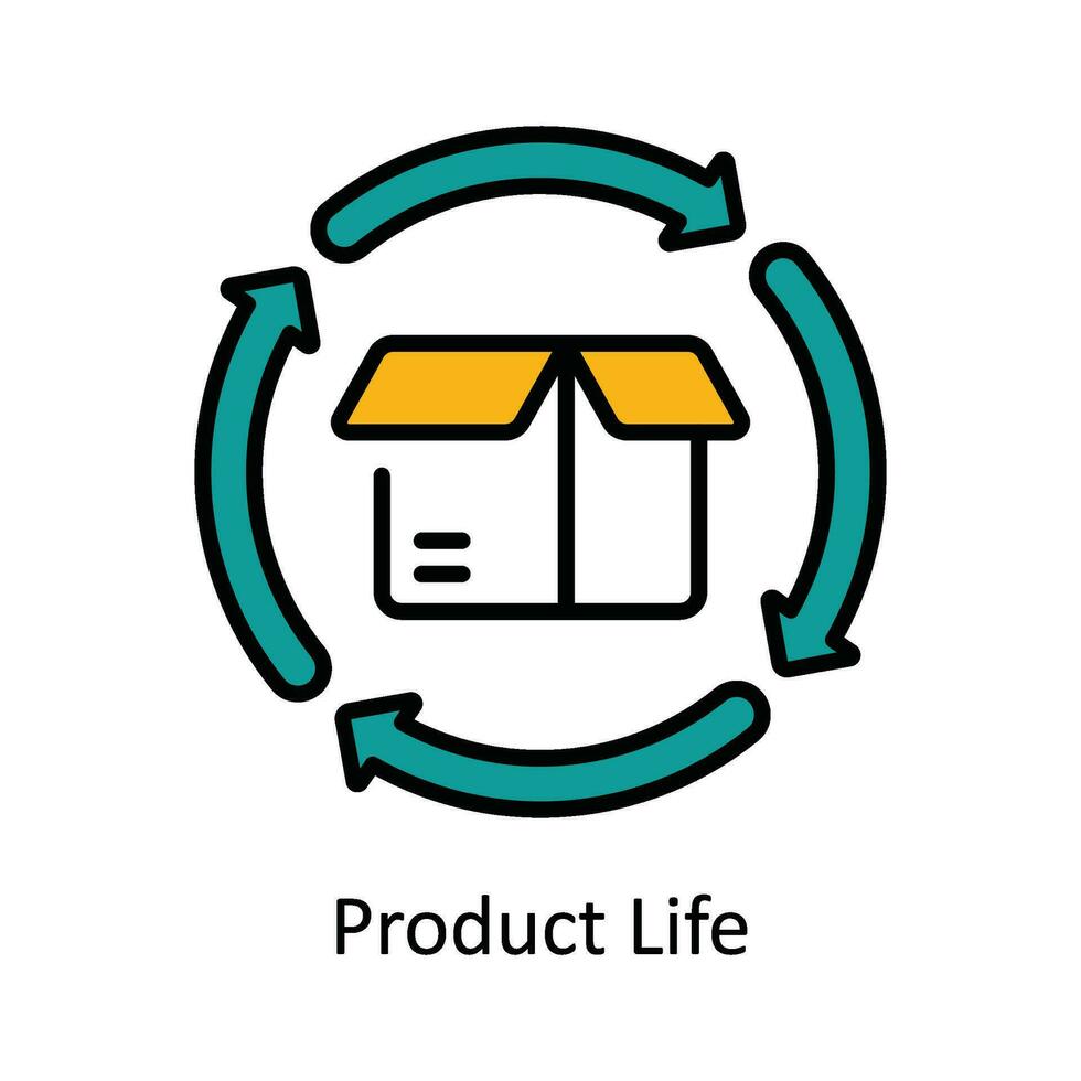 Produkt Leben Vektor füllen Gliederung Symbol Design Illustration. Produkt Verwaltung Symbol auf Weiß Hintergrund eps 10 Datei