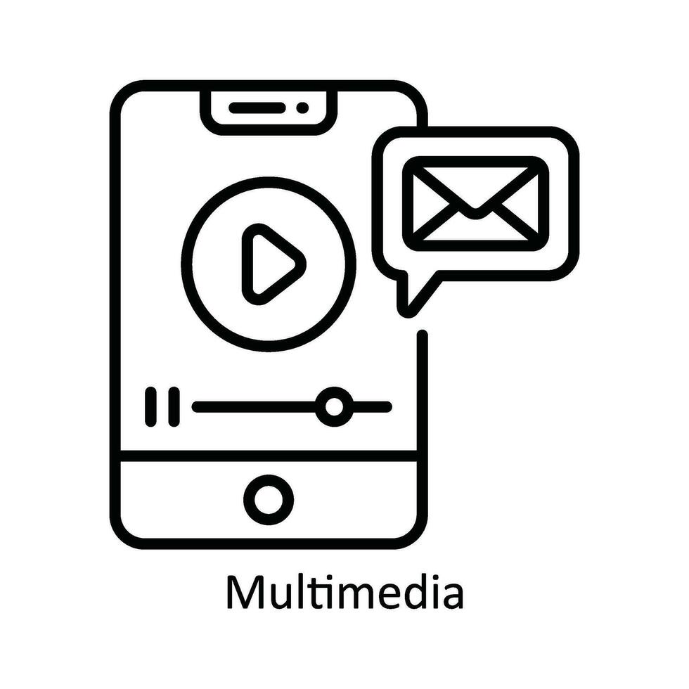 Multimedia Vektor Gliederung Symbol Design Illustration. Produkt Verwaltung Symbol auf Weiß Hintergrund eps 10 Datei