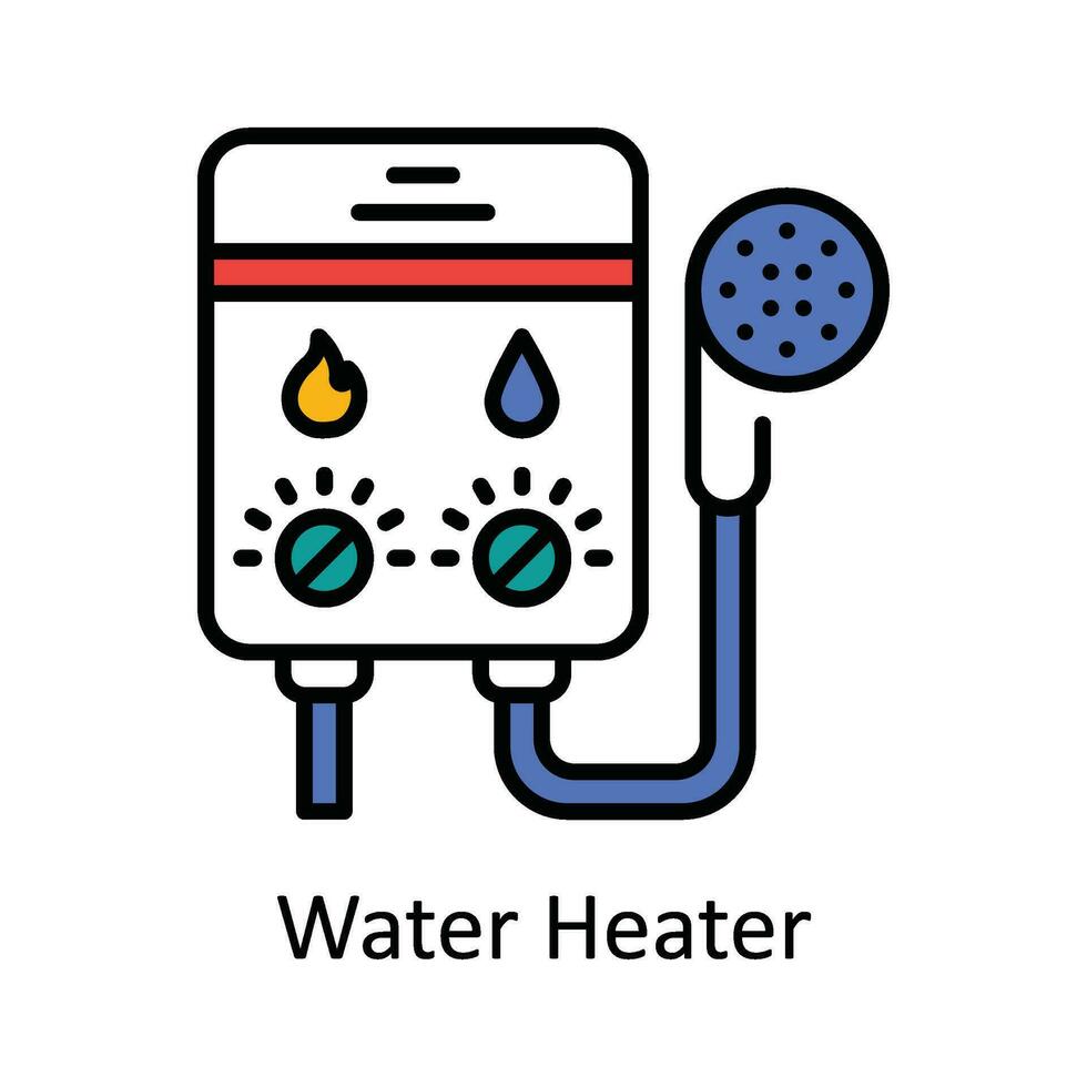 Wasser Heizung Vektor füllen Gliederung Symbol Design Illustration. Zuhause Reparatur und Instandhaltung Symbol auf Weiß Hintergrund eps 10 Datei