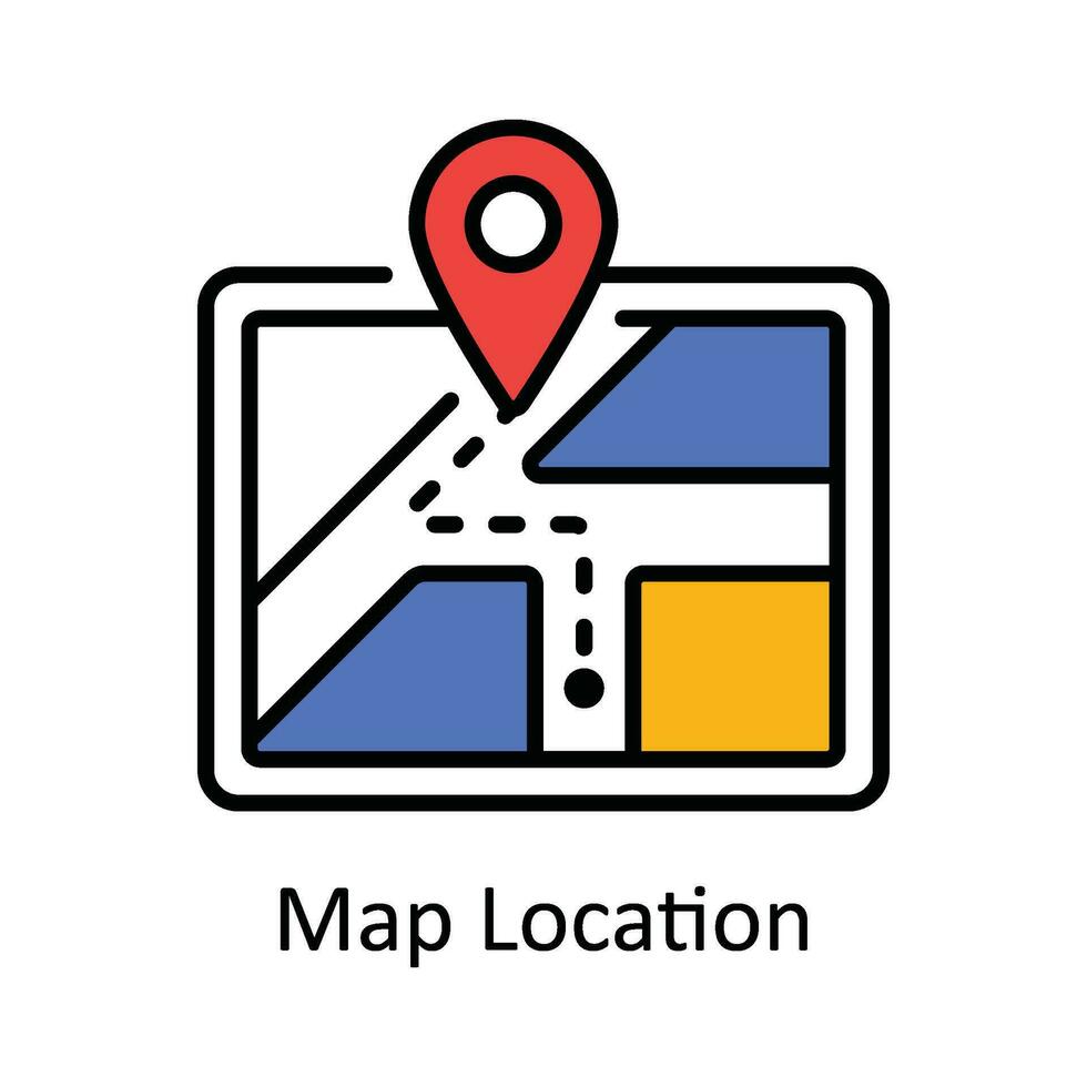 Karta plats vektor fylla översikt ikon design illustration. Karta och navigering symbol på vit bakgrund eps 10 fil
