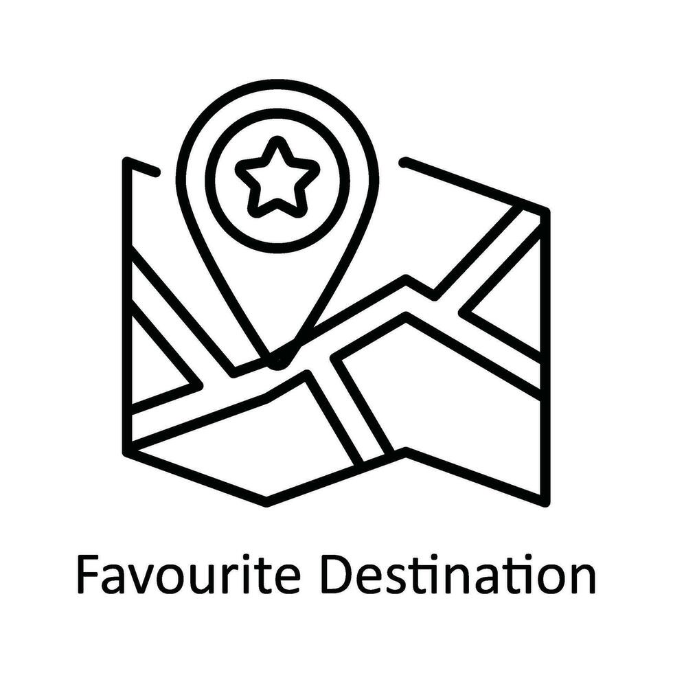 favorit destination vektor översikt ikon design illustration. Karta och navigering symbol på vit bakgrund eps 10 fil