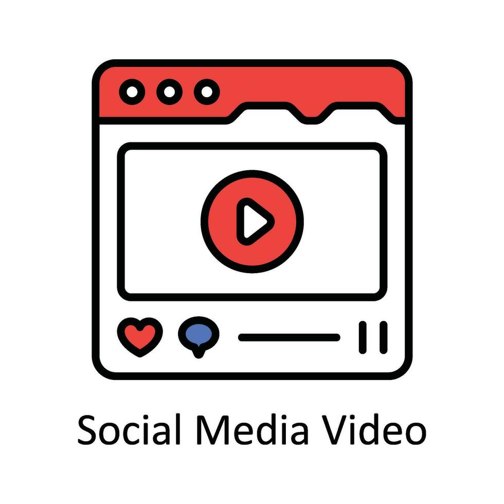 Sozial Medien Video Vektor füllen Gliederung Symbol Design Illustration. online Streaming Symbol auf Weiß Hintergrund eps 10 Datei