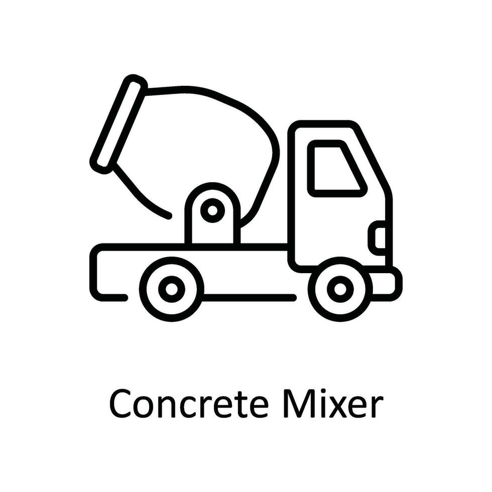 betong mixer vektor översikt ikon design illustration. Hem reparera och underhåll symbol på vit bakgrund eps 10 fil