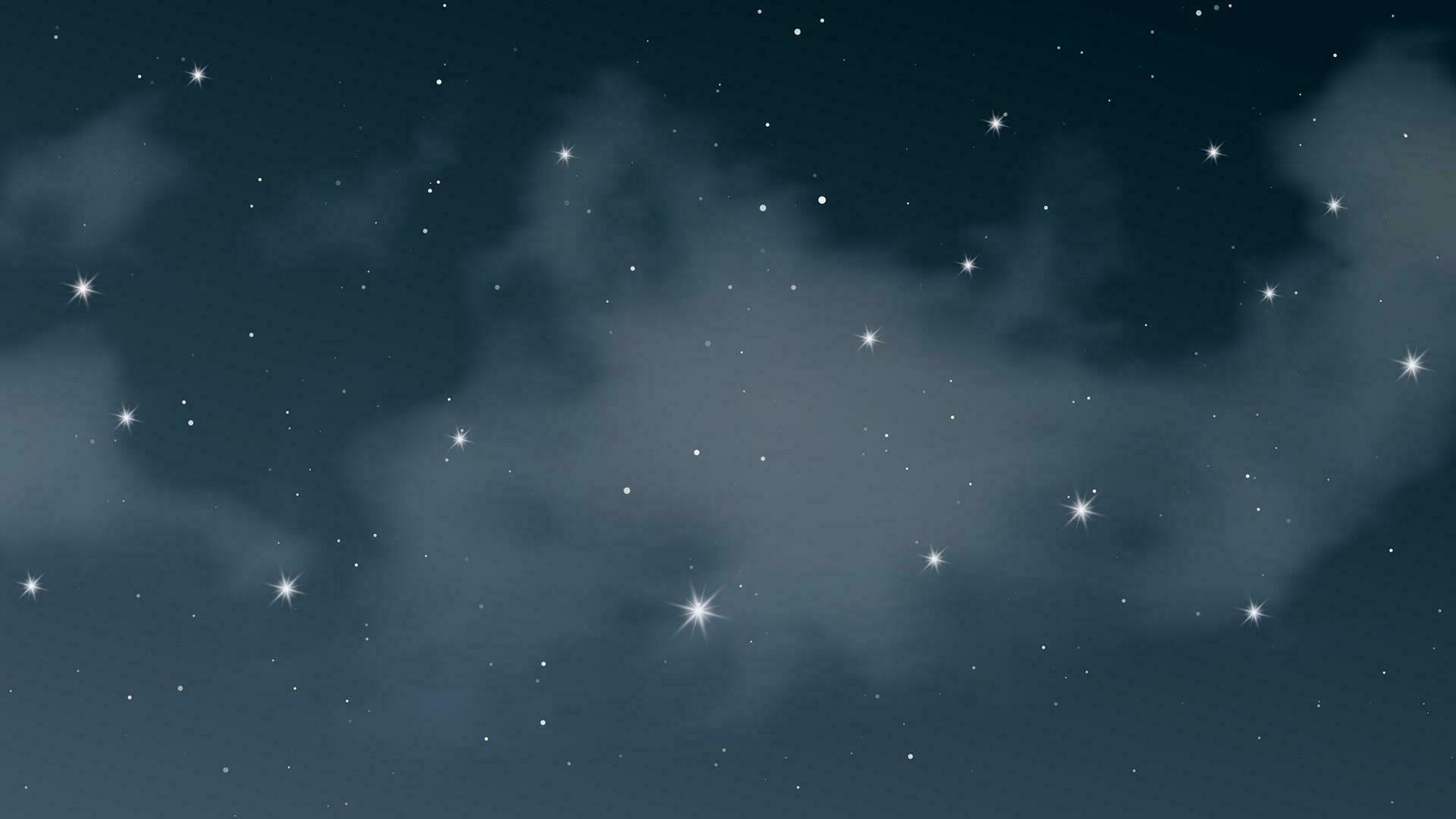 Nachthimmel mit Wolken und vielen Sternen. abstrakter Naturhintergrund mit Sternenstaub im tiefen Universum. Vektor-Illustration. vektor