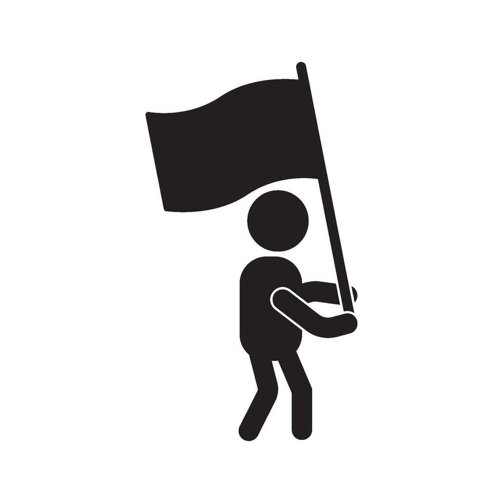 ikon av person bärande flagga vektor