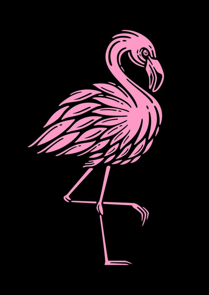 retro rosa flamingo vektor illustration