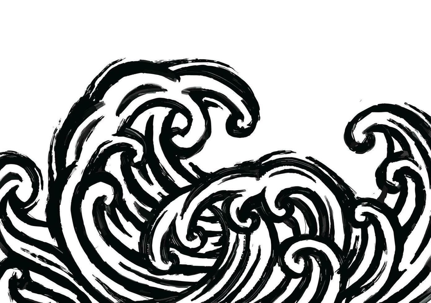 teckning vågor med borsta bläck stil vektor