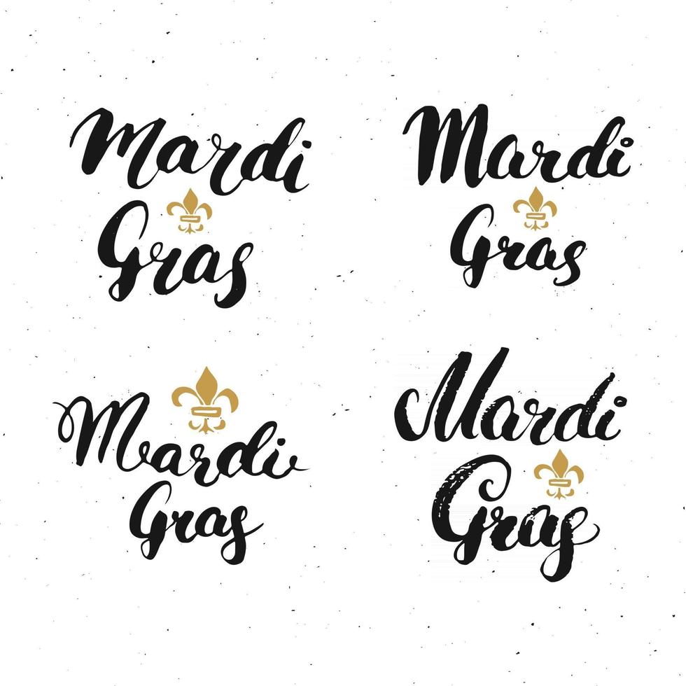 mardi gras kalligrafiska bokstäver. typografiska gratulationskort design. kalligrafi bokstäver för semester hälsning. handritad bokstäver text vektorillustration vektor