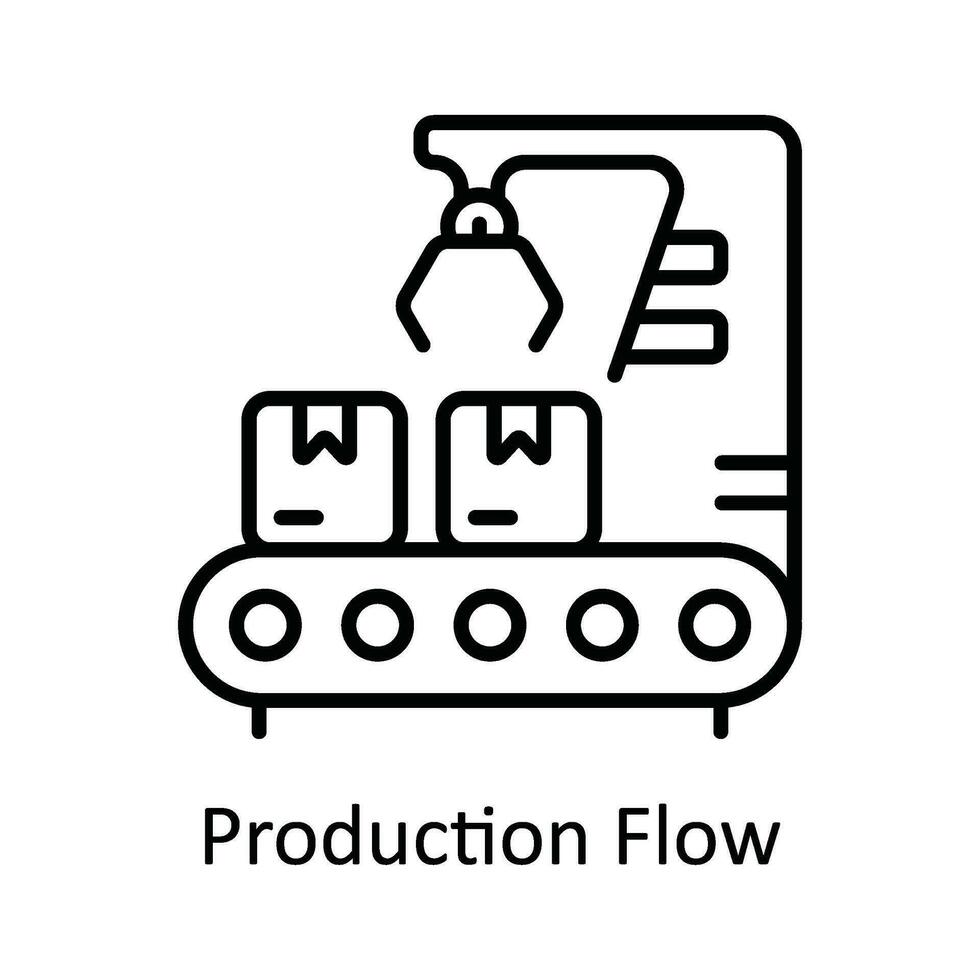 Produktion fließen Vektor Gliederung Symbol Design Illustration. Clever Branchen Symbol auf Weiß Hintergrund eps 10 Datei