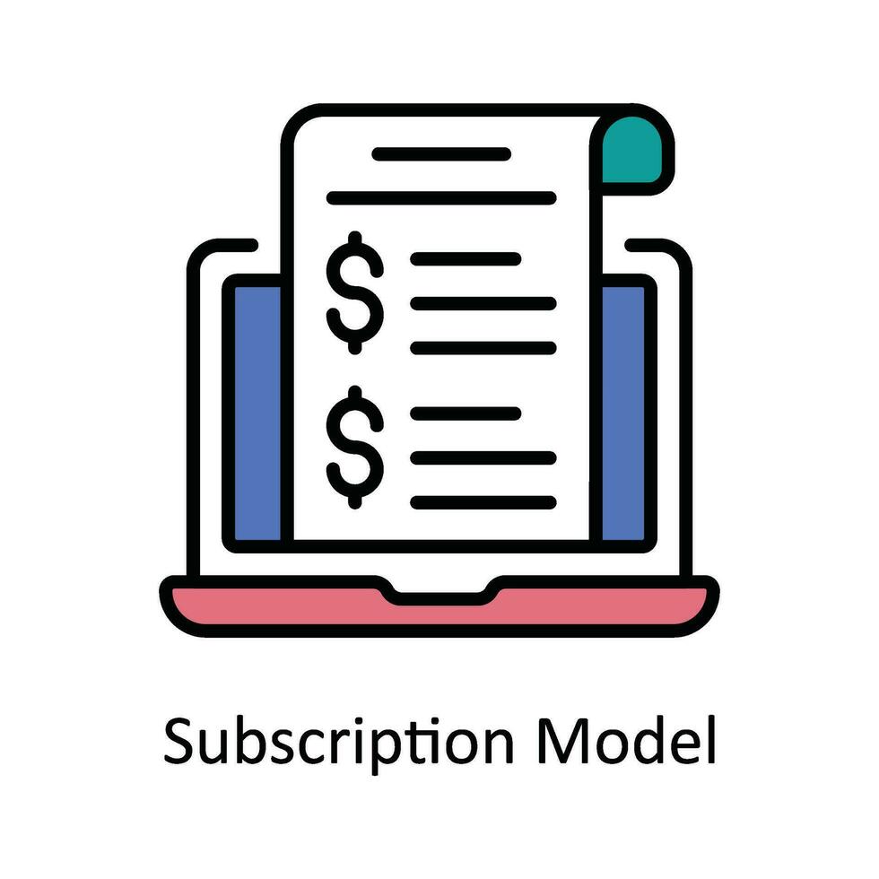 Abonnement Modell- Vektor füllen Gliederung Symbol Design Illustration. Digital Marketing Symbol auf Weiß Hintergrund eps 10 Datei