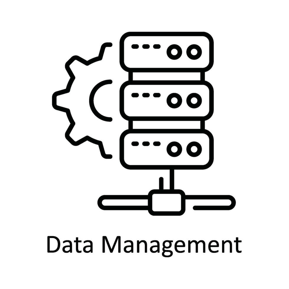 data förvaltning vektor översikt ikon design illustration. smart industrier symbol på vit bakgrund eps 10 fil