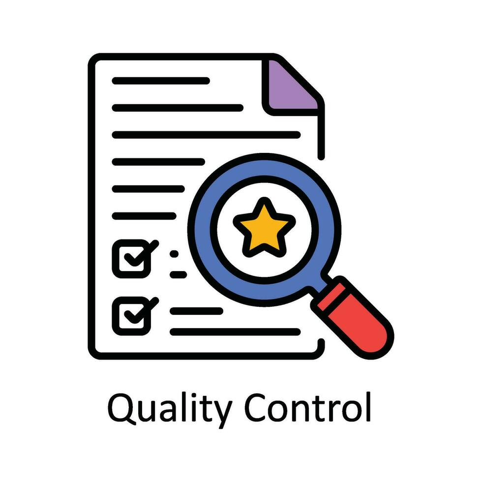 kvalitet kontrollera vektor fylla översikt ikon design illustration. smart industrier symbol på vit bakgrund eps 10 fil
