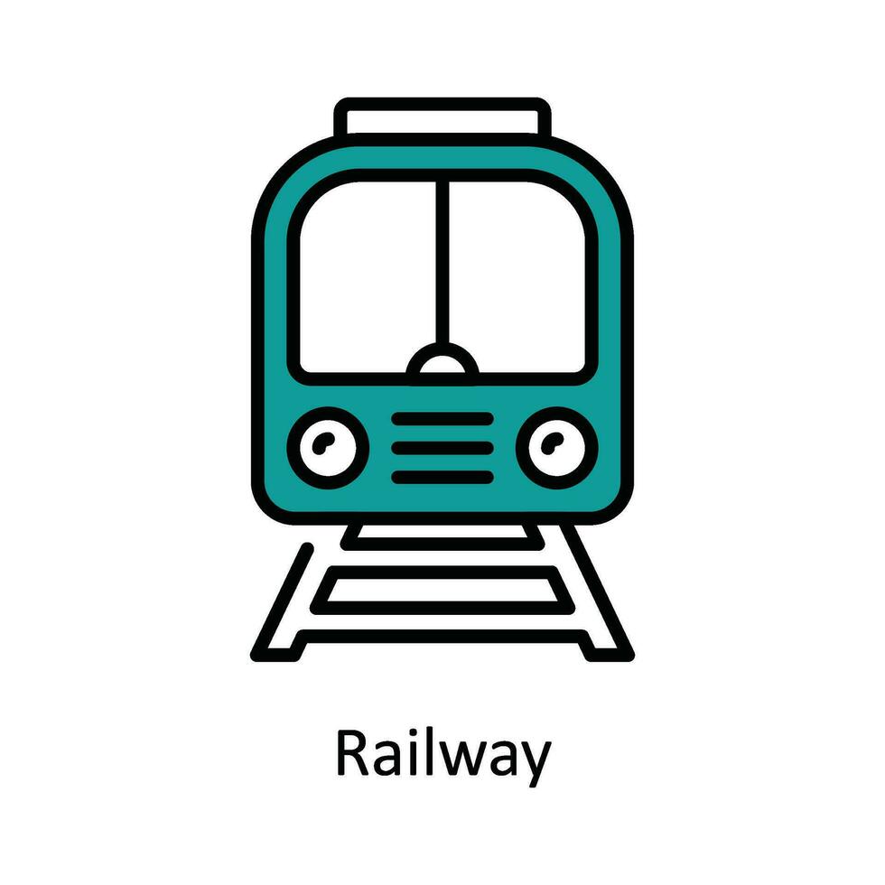 Eisenbahn Vektor füllen Gliederung Symbol Design Illustration. Reise und Hotel Symbol auf Weiß Hintergrund eps 10 Datei
