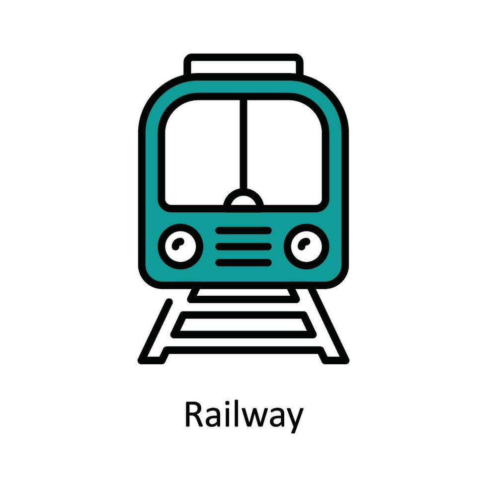 järnväg vektor fylla översikt ikon design illustration. resa och hotell symbol på vit bakgrund eps 10 fil