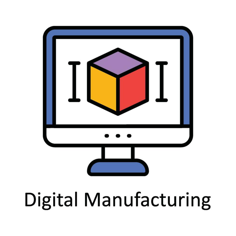 digital tillverkning vektor fylla översikt ikon design illustration. smart industrier symbol på vit bakgrund eps 10 fil