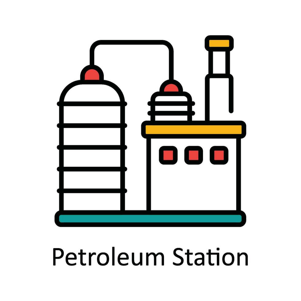 petroleum station vektor fylla översikt ikon design illustration. smart industrier symbol på vit bakgrund eps 10 fil