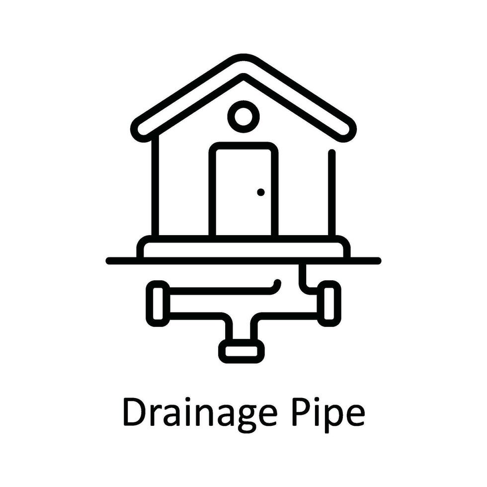 dränering rör vektor översikt ikon design illustration. Hem reparera och underhåll symbol på vit bakgrund eps 10 fil