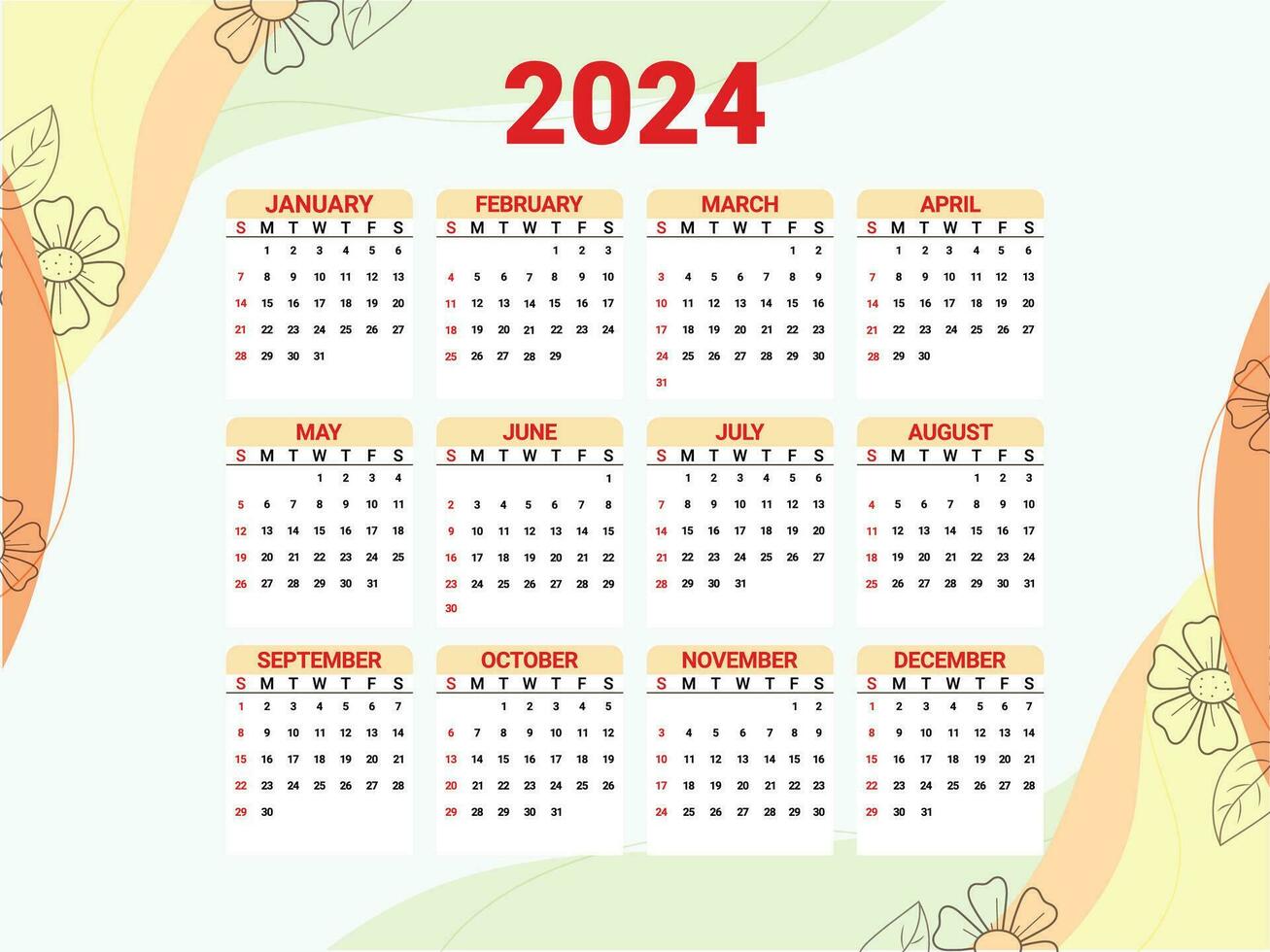 Kalender 2024 mit Mandala vektor