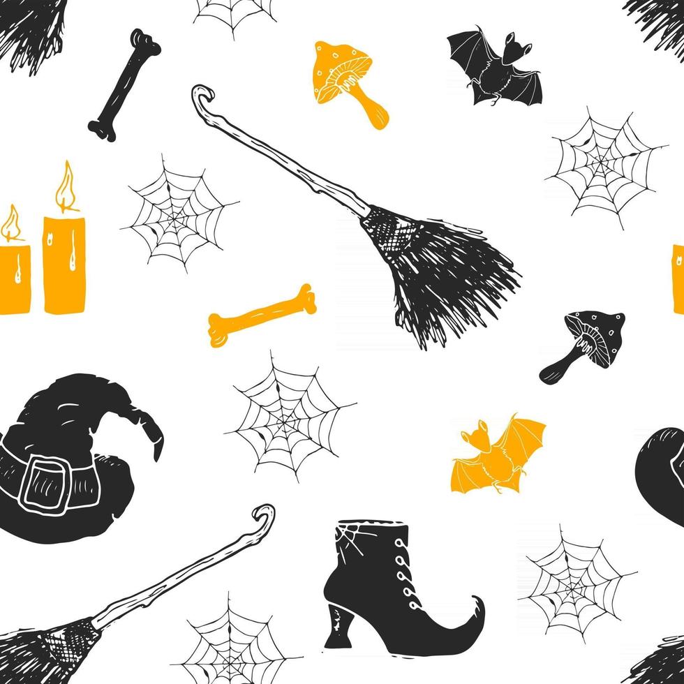 Halloween nahtloses Muster. Hand gezeichnete skizzierte Hintergrund, Party Einladung oder Urlaub Banner Design Vektor-Illustration vektor